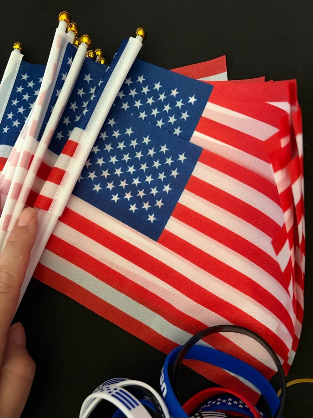 Patriotic Mini Flag & Wristband Party Pack - Red, White & Blue